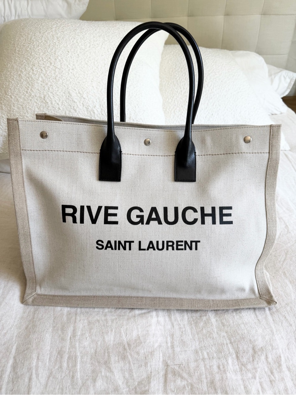 Saint Laurent Noe Rive Gauche Logo Canvas Tote